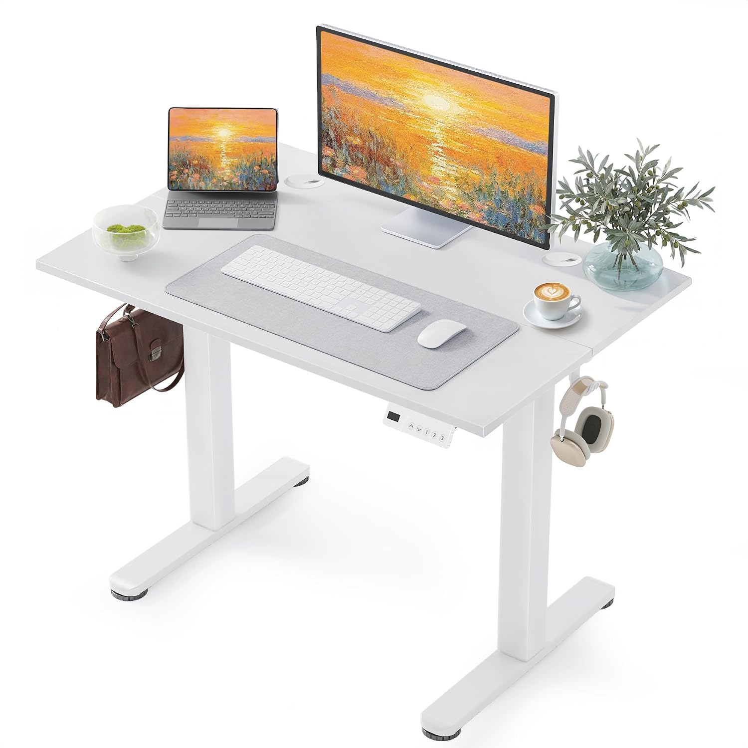 YDN 40 x 24 Inch White Electric Standing Desk